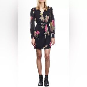NWT The Kooples Rose Surplice Neck Mini Dress size 1 / Small